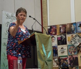 Florence Cox, Chair of SPS, winding up the festival Florence Cox, Chair of SPS, winding up the festival